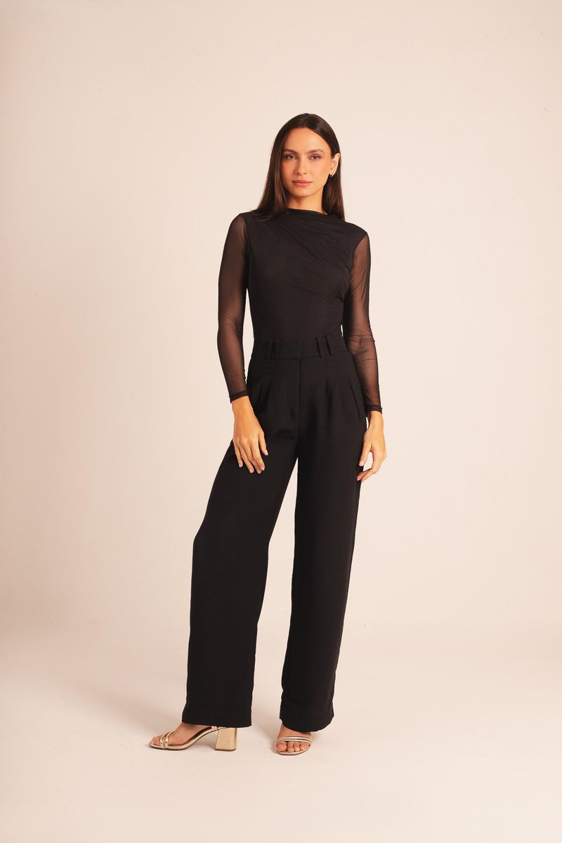BODY MANGA COMPRIDA DE TULE