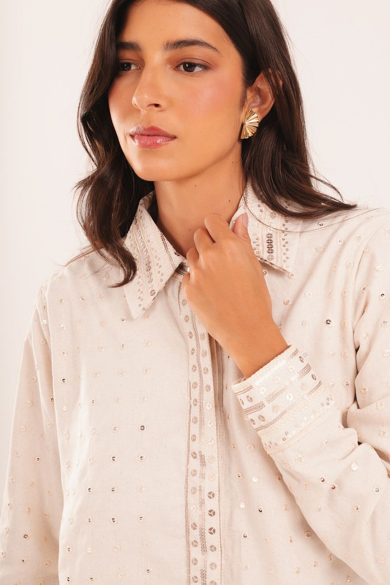 CAMISA ALFAITARIA  LINHO BORDADO BOHO