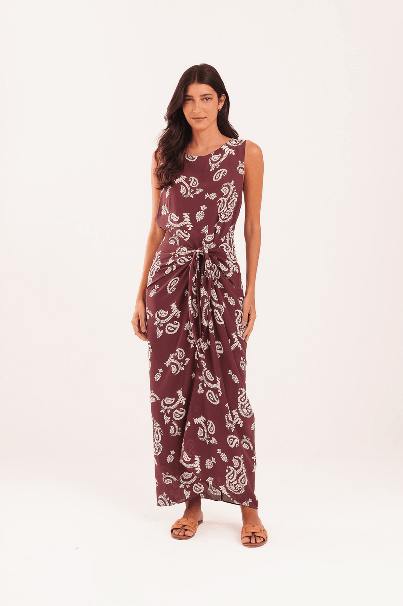 VESTIDO AMARRAÇÃO PAISLEY CAFÉ