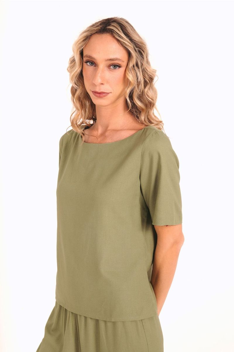 BLUSA MANGA CURTA LINHO MARI VERDE 