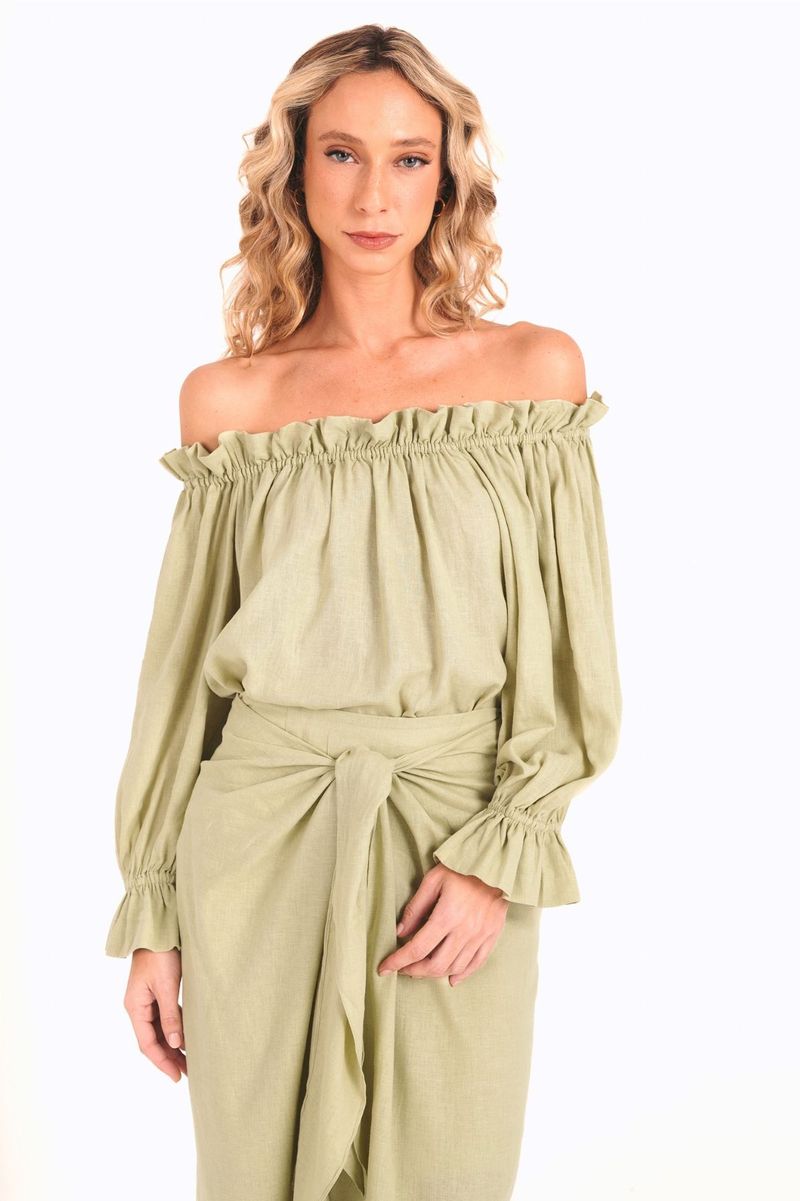 BLUSA OMBRO A OMBRO LINHO ISLA