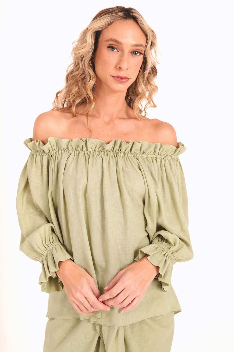 BLUSA OMBRO A OMBRO LINHO ISLA