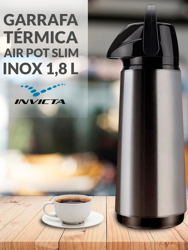 Garrafa Térmica Air Pot Slim Inox 1,8L Invicta