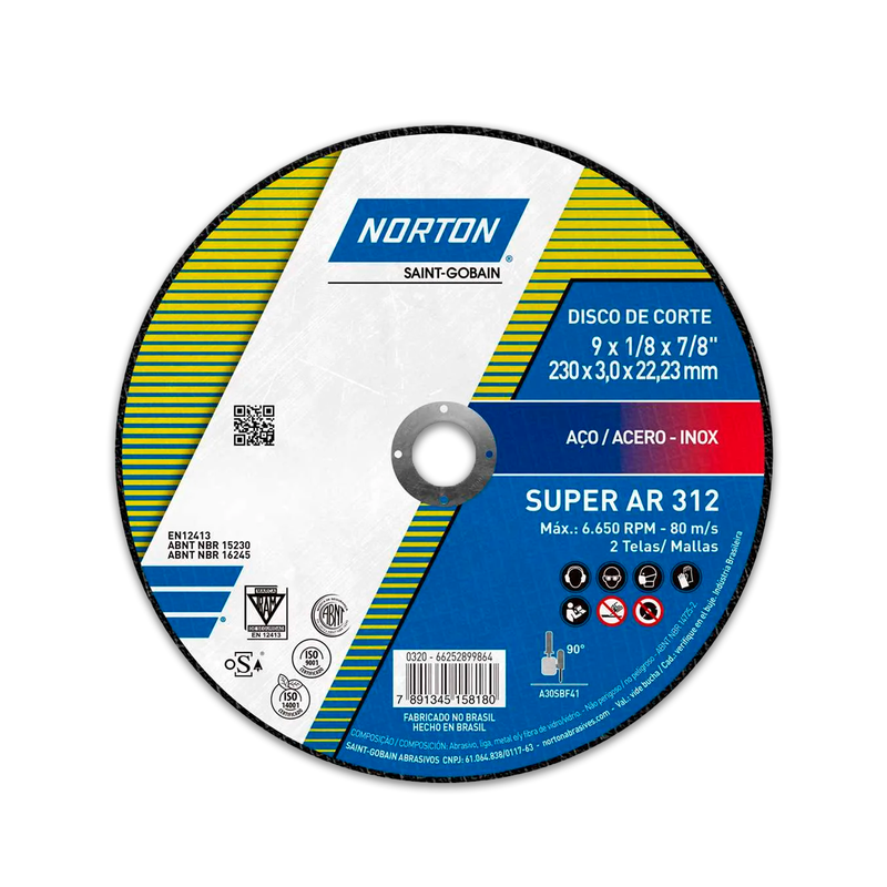 Disco De Corte Super Ar 312 9 x 1/8 x 7/8 Norton