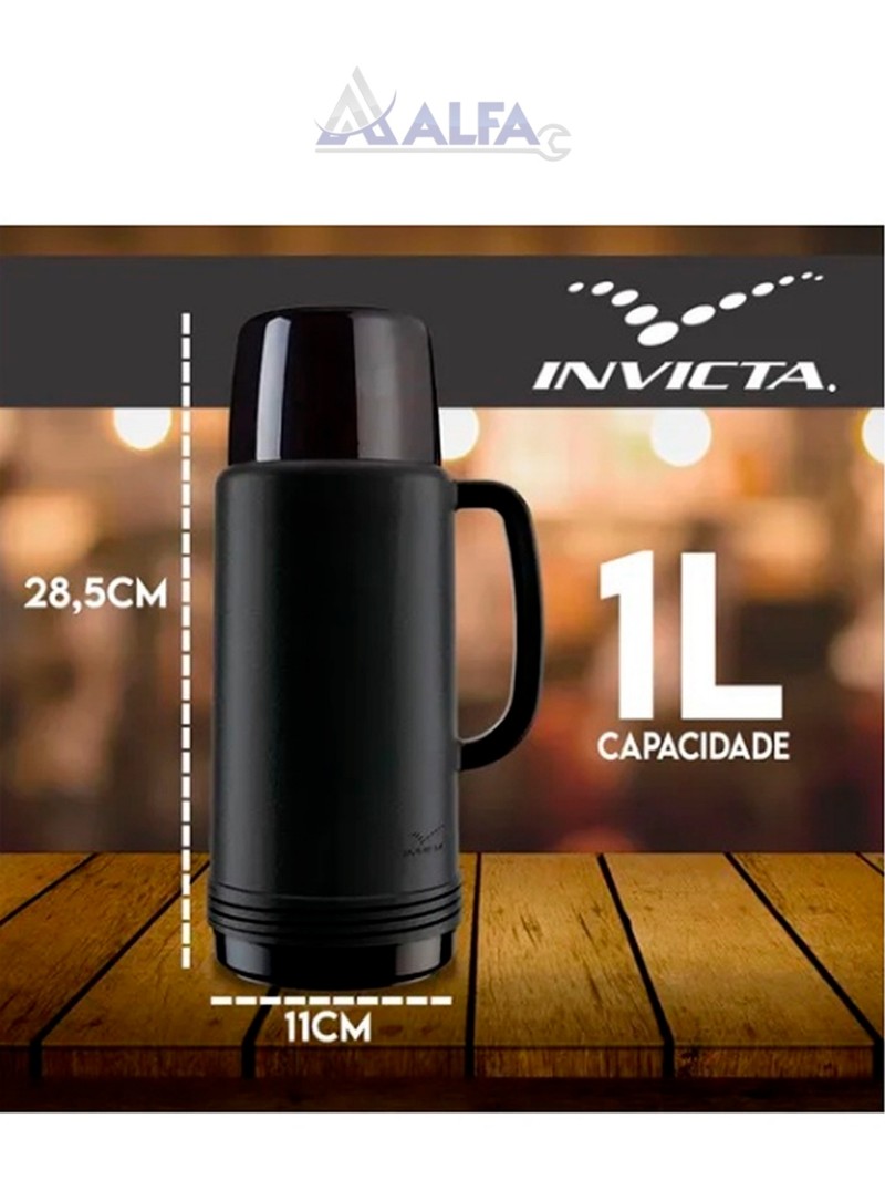 Garrafa Térmica Ideal 1L Preto Invicta