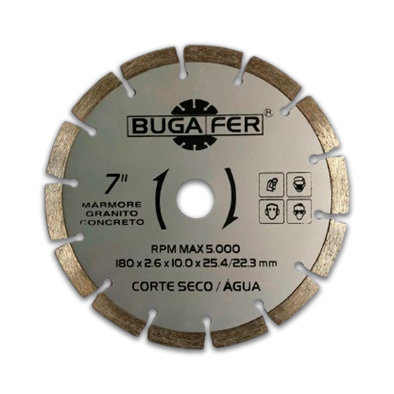 Disco De Corte Diamantado Segmentado 180 x 3 x 22,23 Bugafer