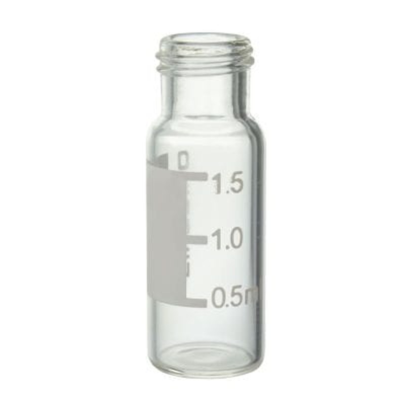 Vial em vidro borossilicato 2mL, Incolor, 11,6x32mm, base plana, Rosca 9mm, graduado - FILTRILO