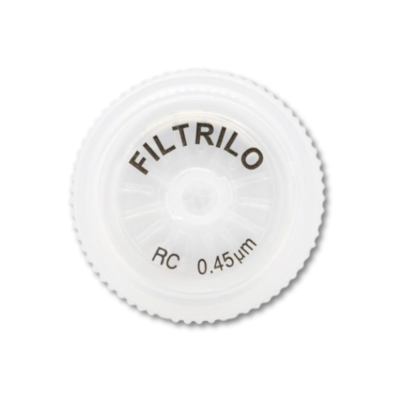 Filtro de seringa em CELULOSE REGENERADA - Hidrofílico 0,45μm x 25mm - FILTRILO - EMB c/ 100 UND