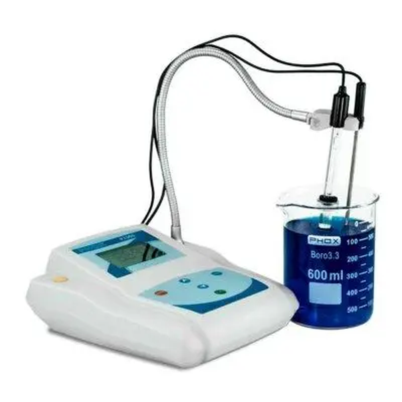 MEDIDOR DE pH DE BANCADA MICROPROCESSADO (pH 0-14), COM ELETRODO COMBINADO EM VIDRO, SUPORTE E ATC - PHOX