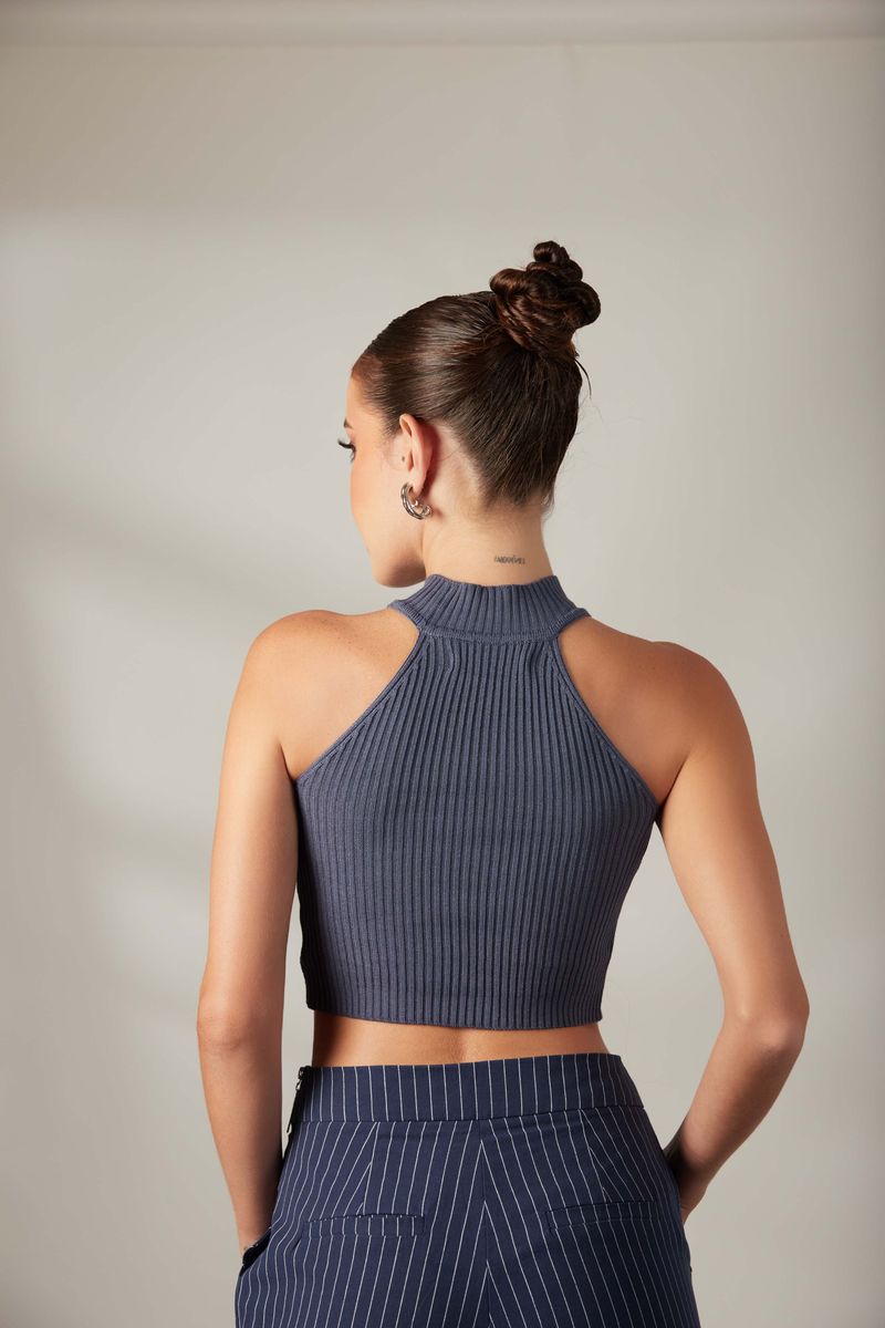 Blusa Tricot Brenda Azul Grafite