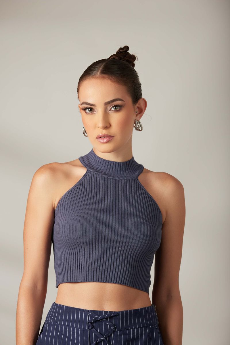 Blusa Tricot Brenda Azul Grafite