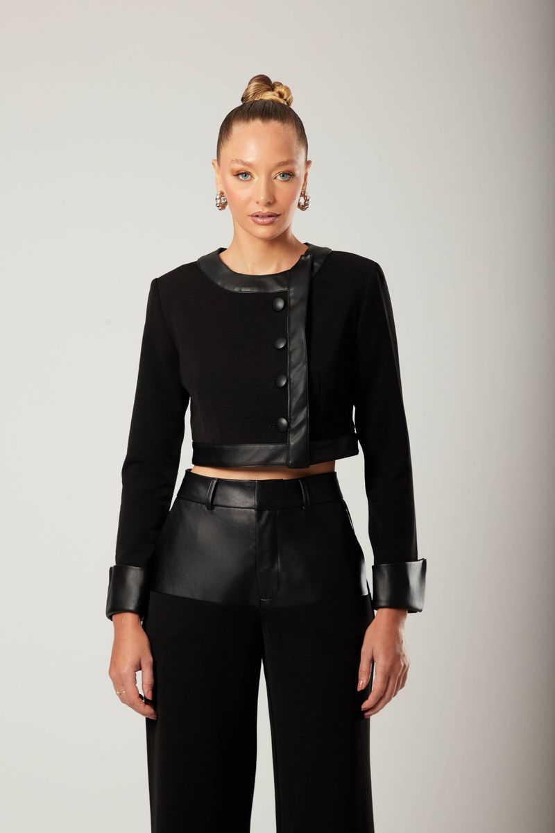 Blazer Couro Saide Preto