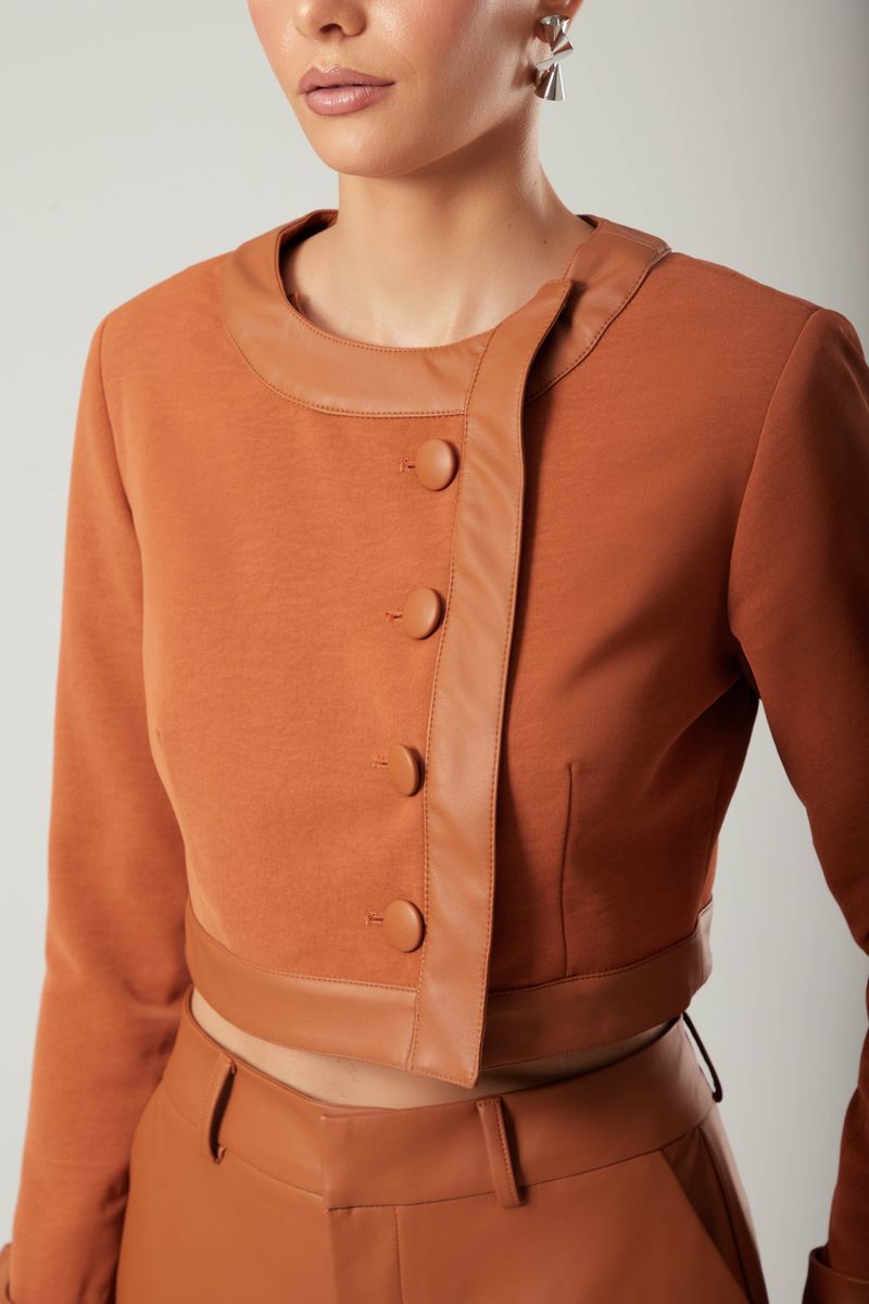 Blazer Couro Saide Marrom Naturale
