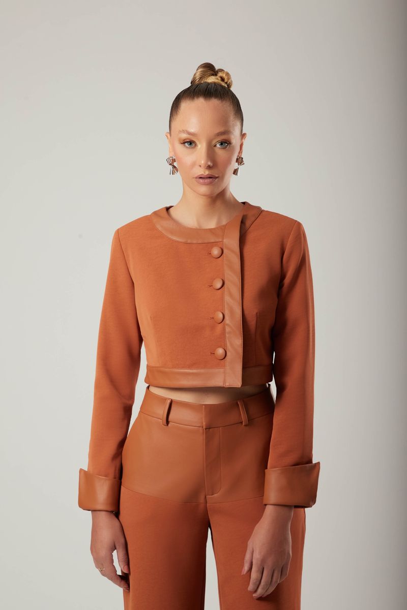 Blazer Couro Saide Marrom Naturale