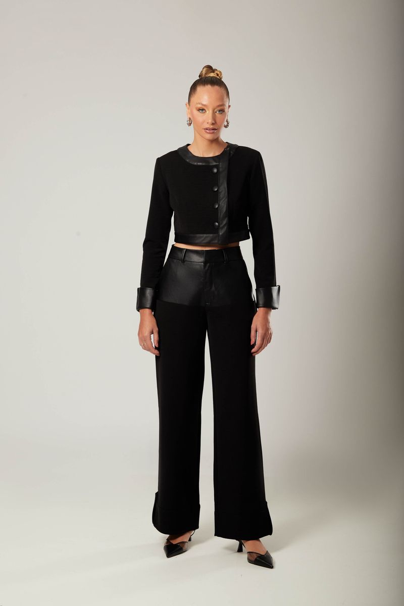 Calça Couro Saide Preto