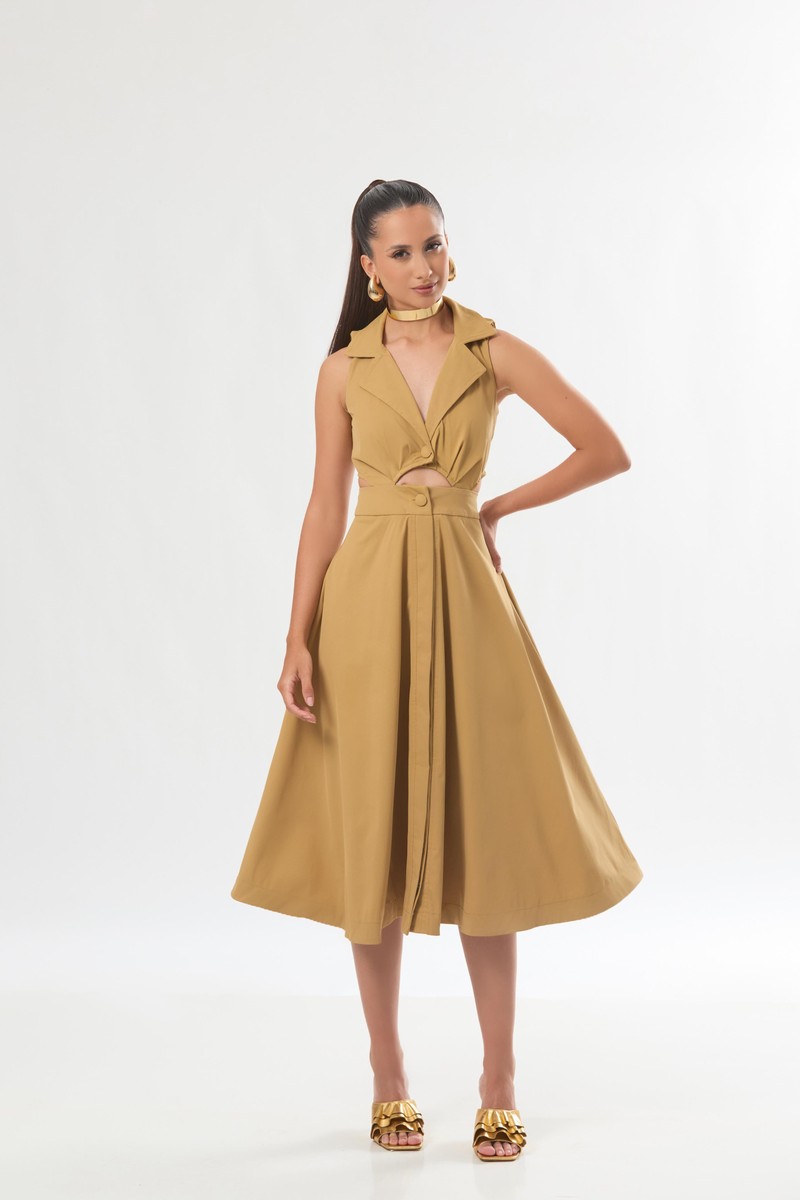 Vestido Áurea Bege Khaki