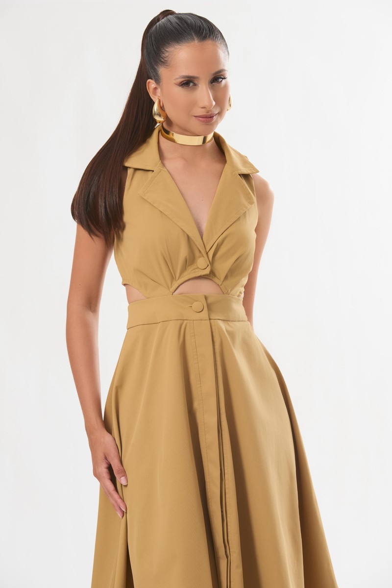 Vestido Áurea Bege Khaki