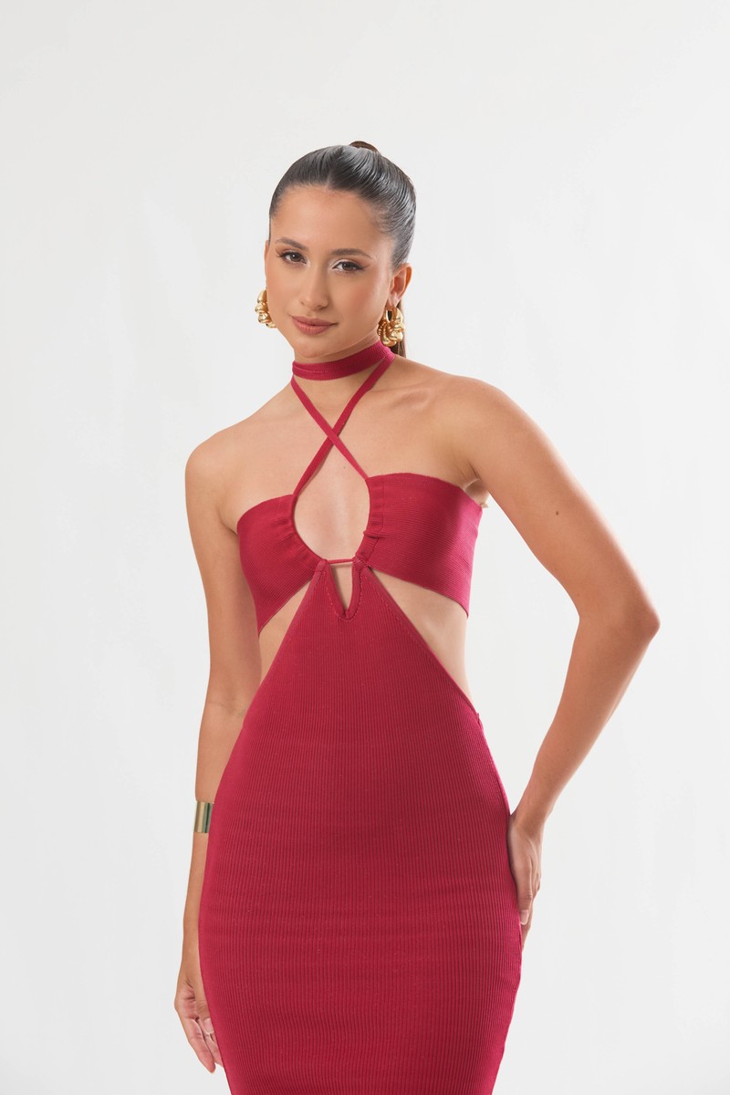 Vestido Tricot Iolanda Vermelho Maça