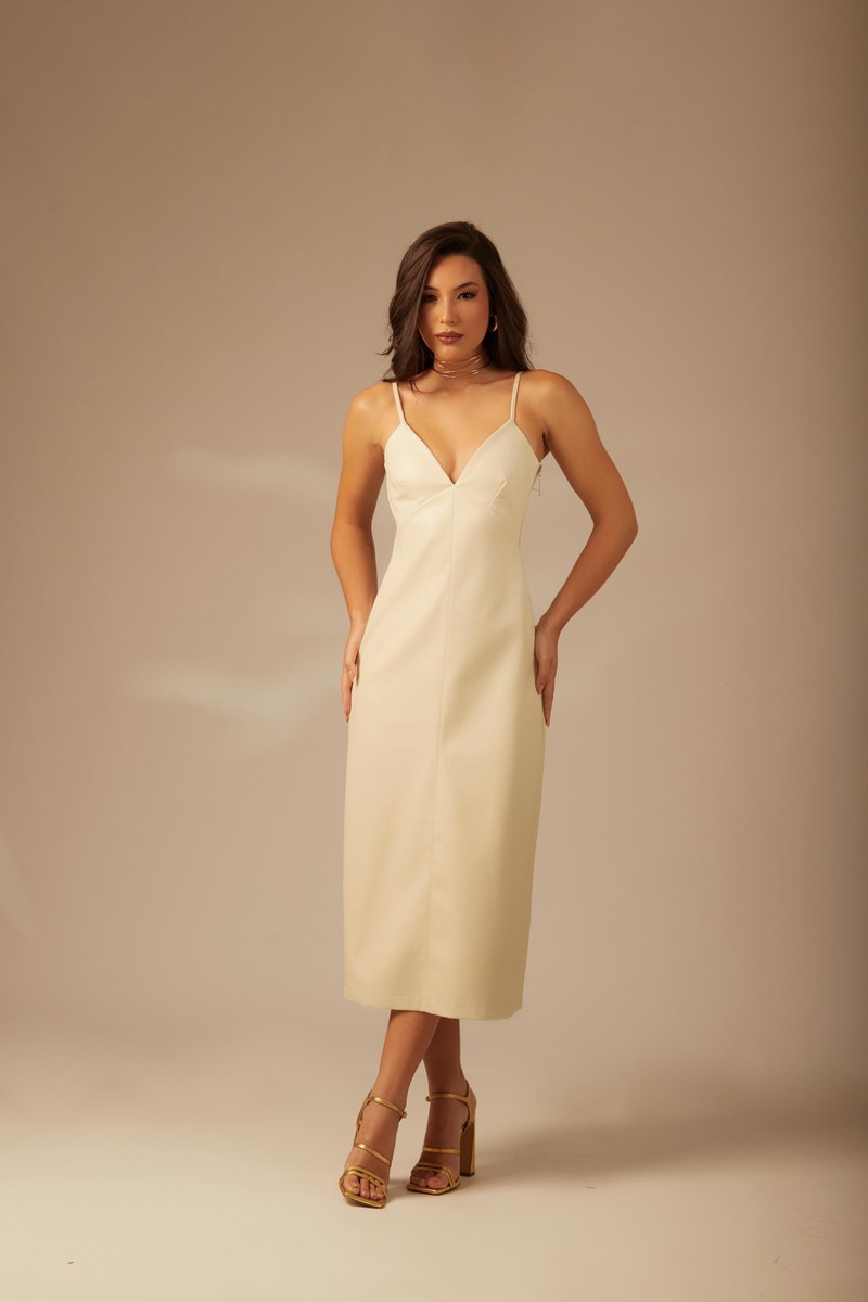 Vestido Couro Margarete Off White