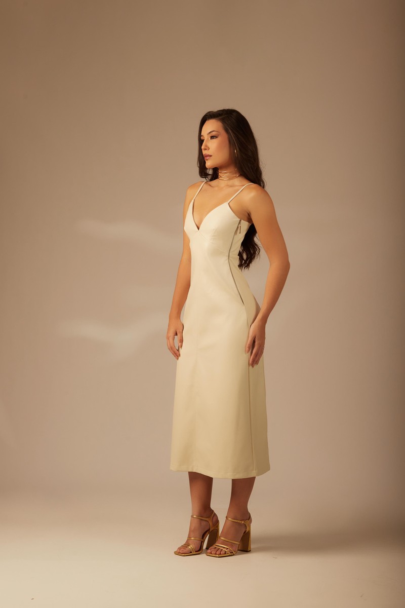 Vestido Couro Margarete Off White