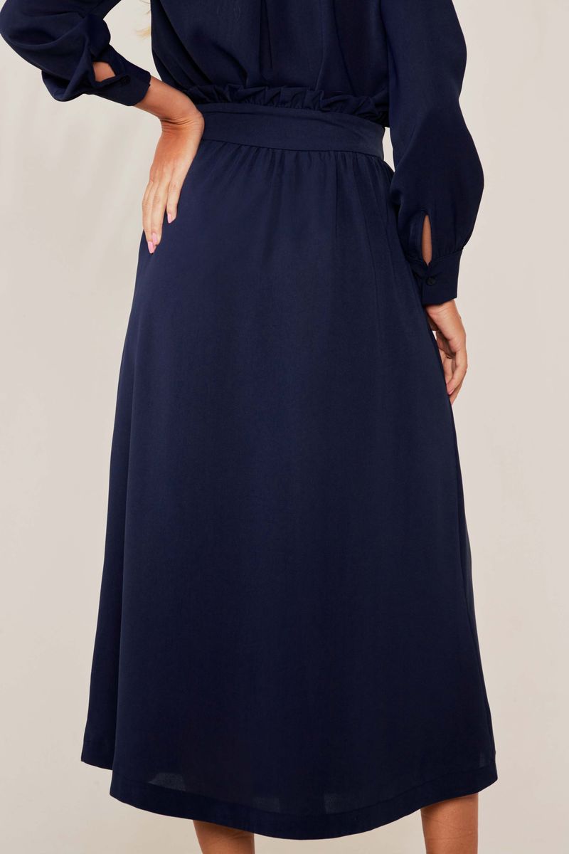 Saia Midi Aisha Azul Marino