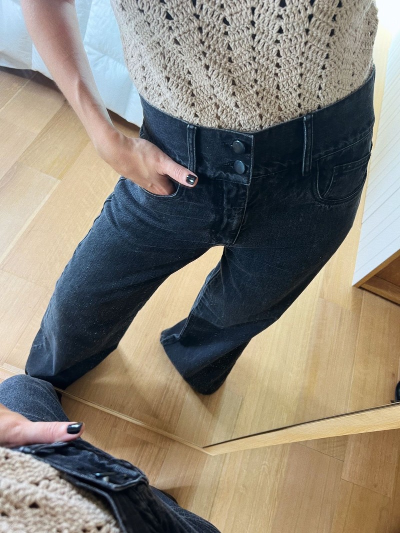 calça wide jeans preta