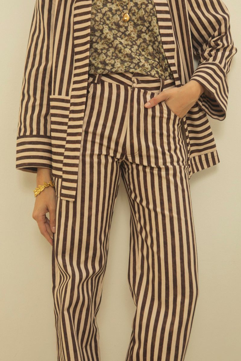 calça stripes marrom