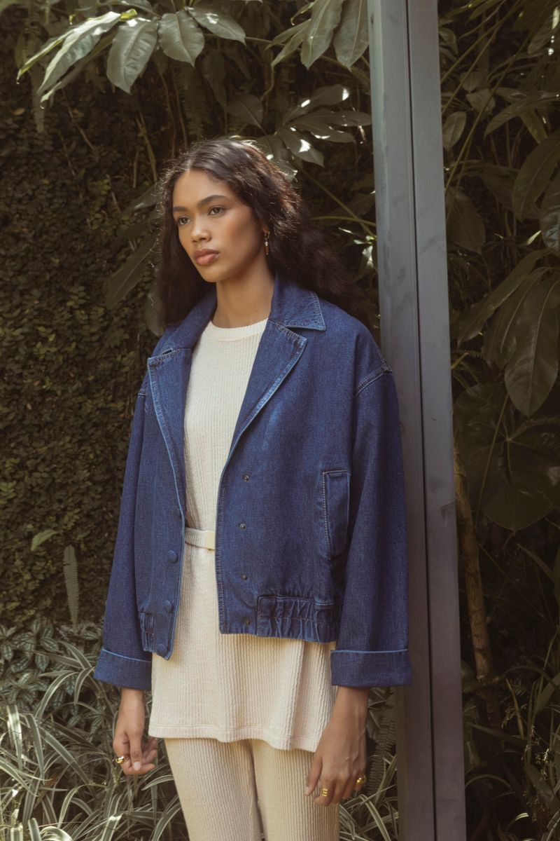 bomber perfeita jeans escuro