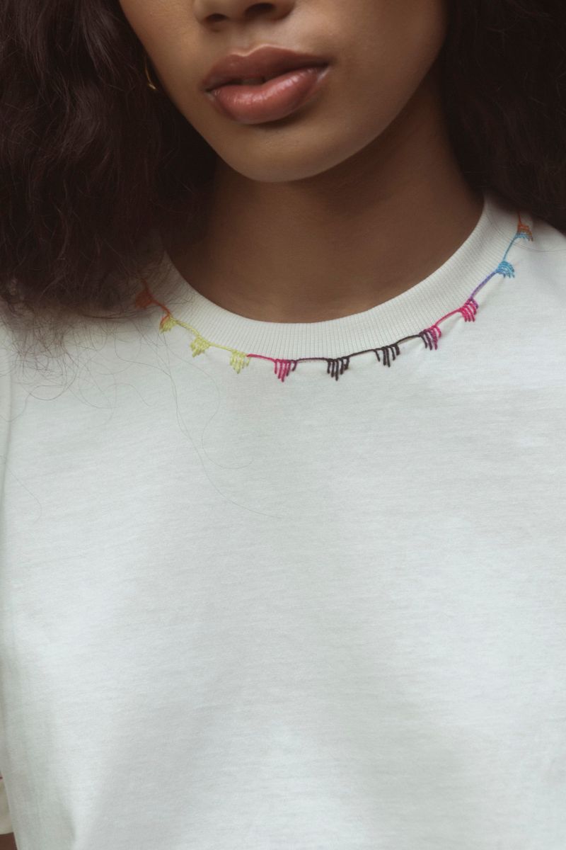 camiseta bordada rainbow