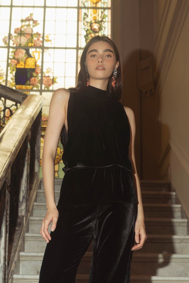 blusa gola veludo