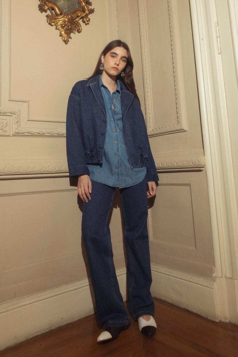 bomber perfeita jeans escuro