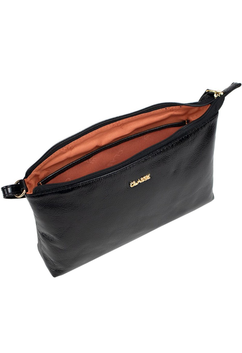 Bolsa crossbody couro verniz Classe | Preto