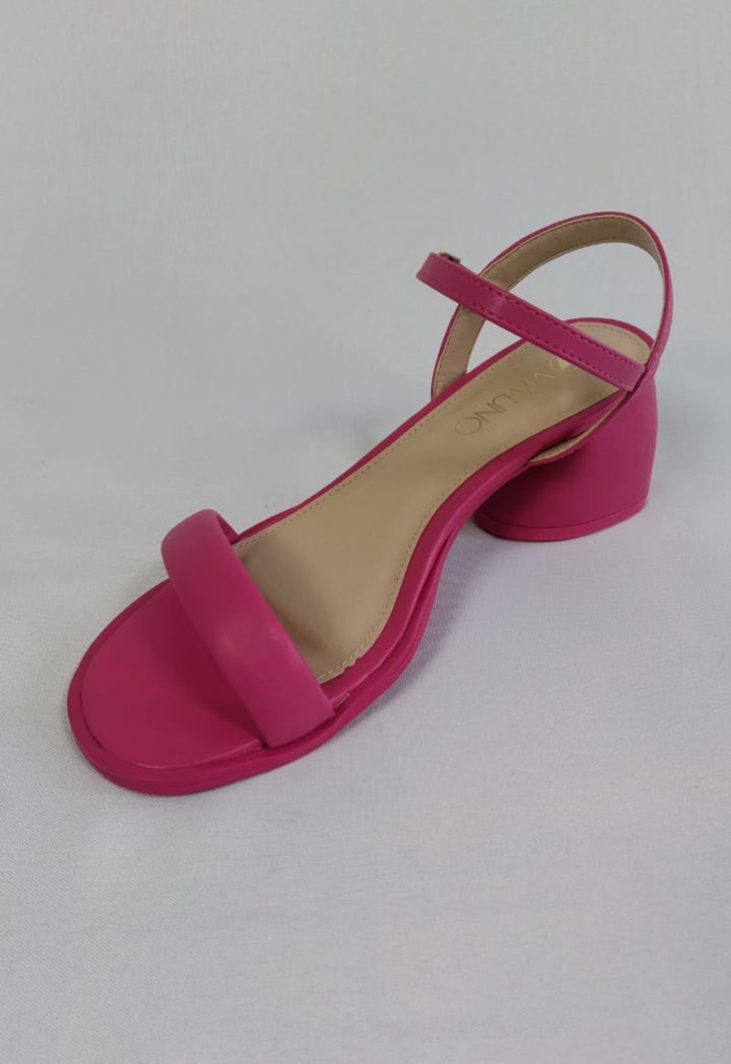 Sandália  feminina salto bloco oval Via Uno | Hot Pink