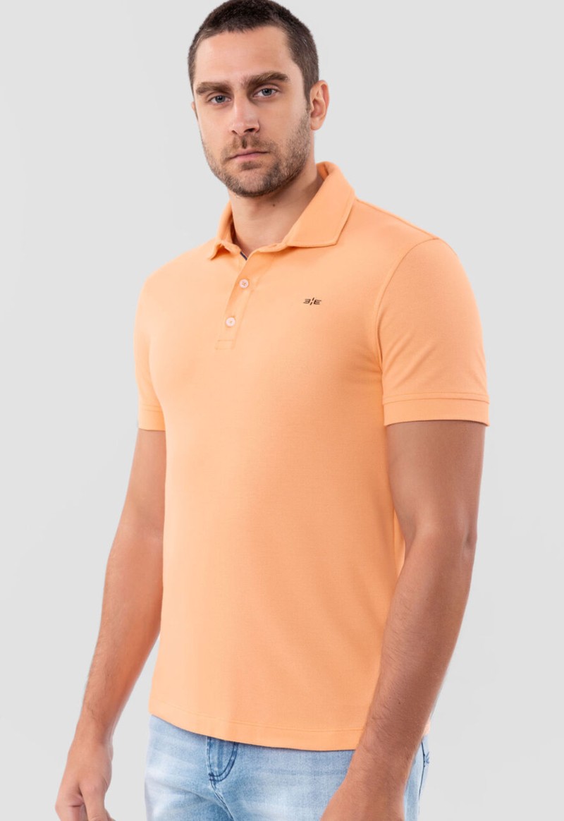 Camisa polo masculina em malha piquet texturizada Hangar 33 | Laranja
