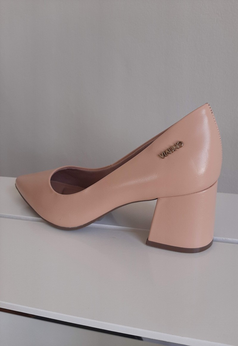 Sapato feminino scarpin clássico couro Via Uno | Nude