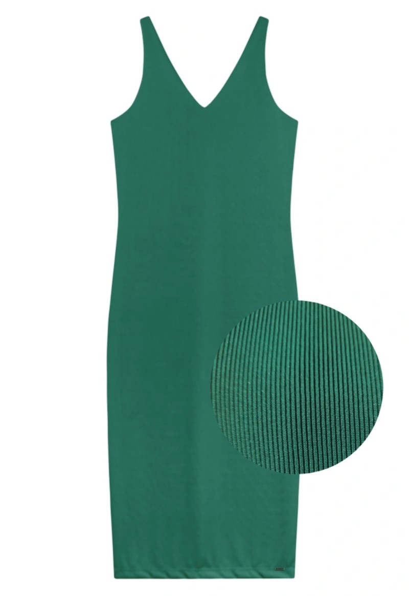 Vestido de alça midi básico Marialícia | Verde