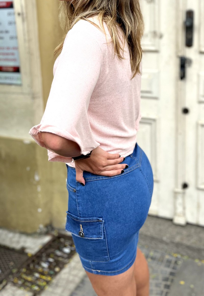 Saia jeans cargo Fourteen | Jeans Médio 