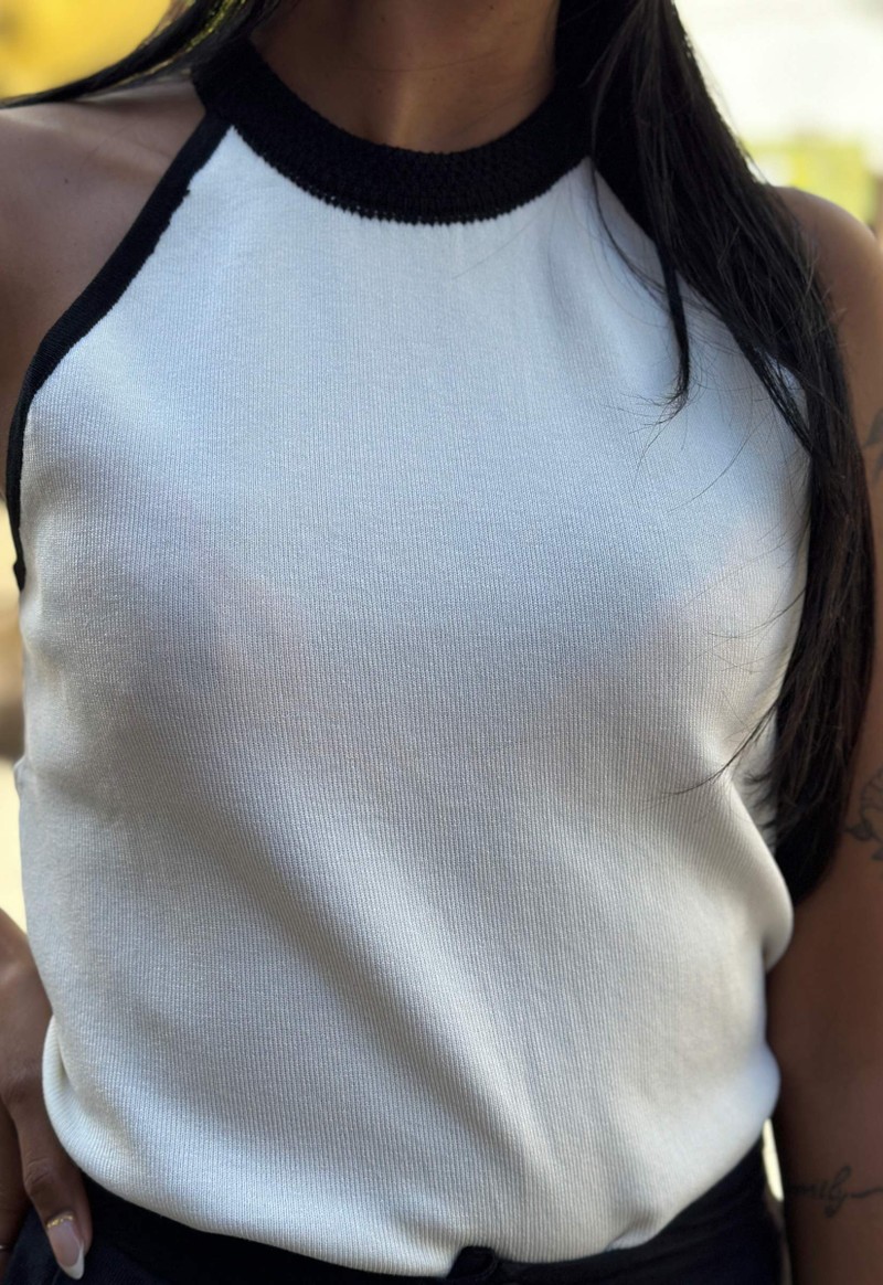 Blusa feminina regata gola alta Susan Zheng | Bege 