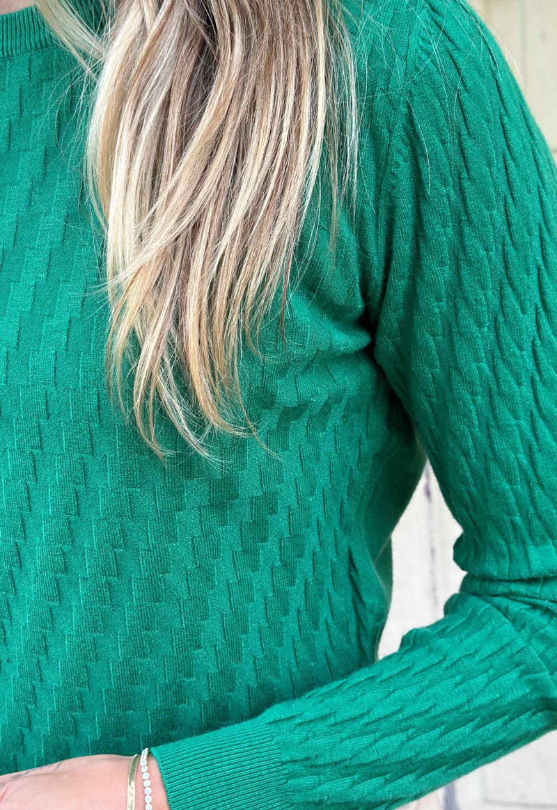 Blusa tricot trabalhado quadrado Facinelli | Verde 