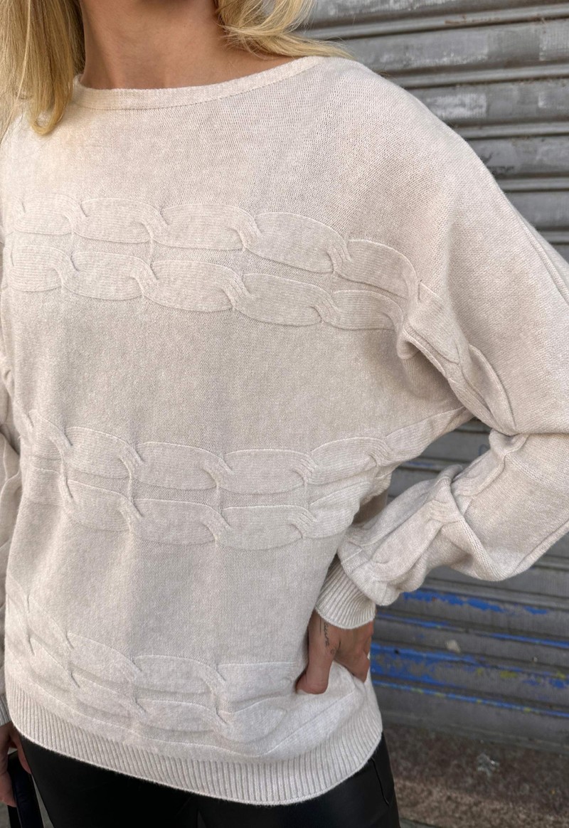 Blusa tricot trabalhado trançado Facinelli | Off White 