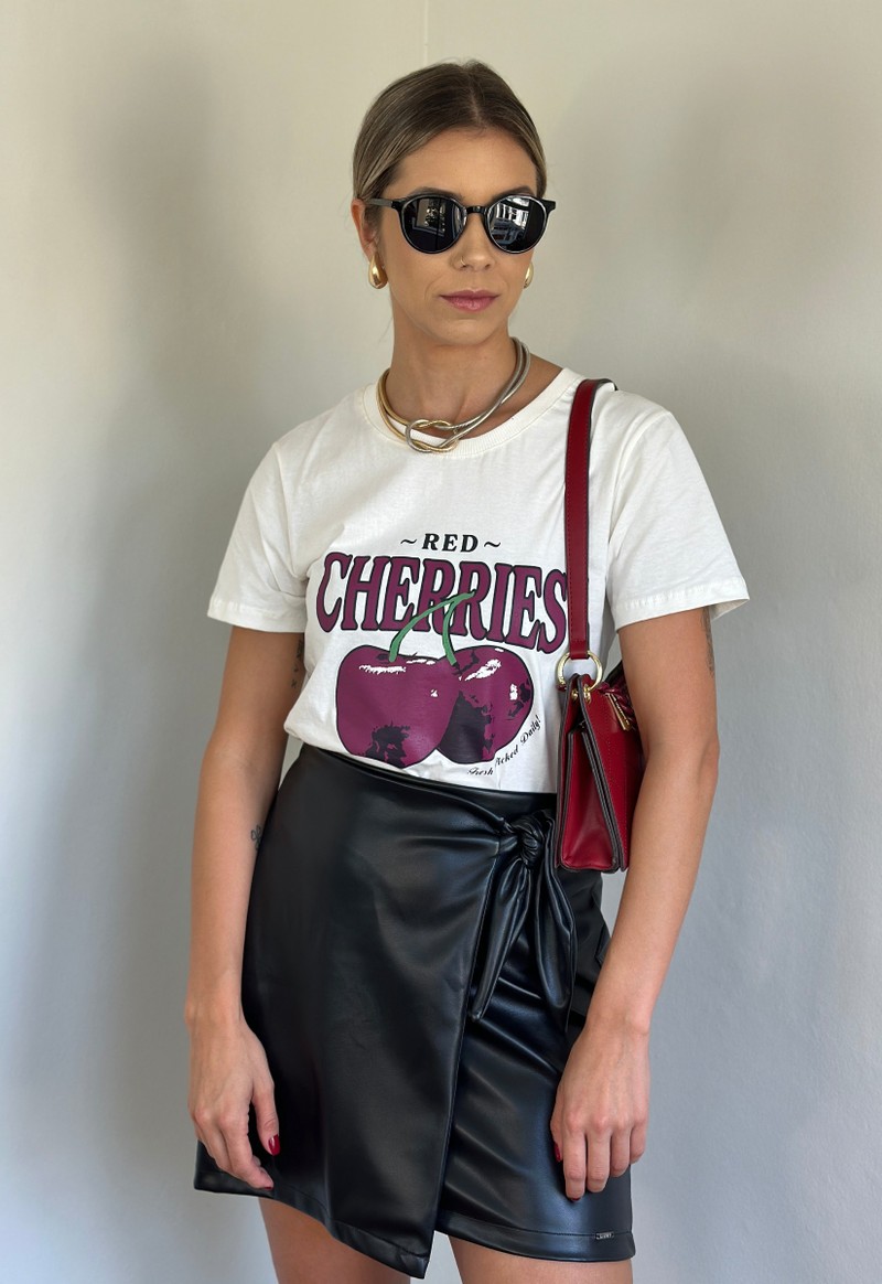 Blusa feminina t-shirt cherrie Ravenna Modas | Off White 