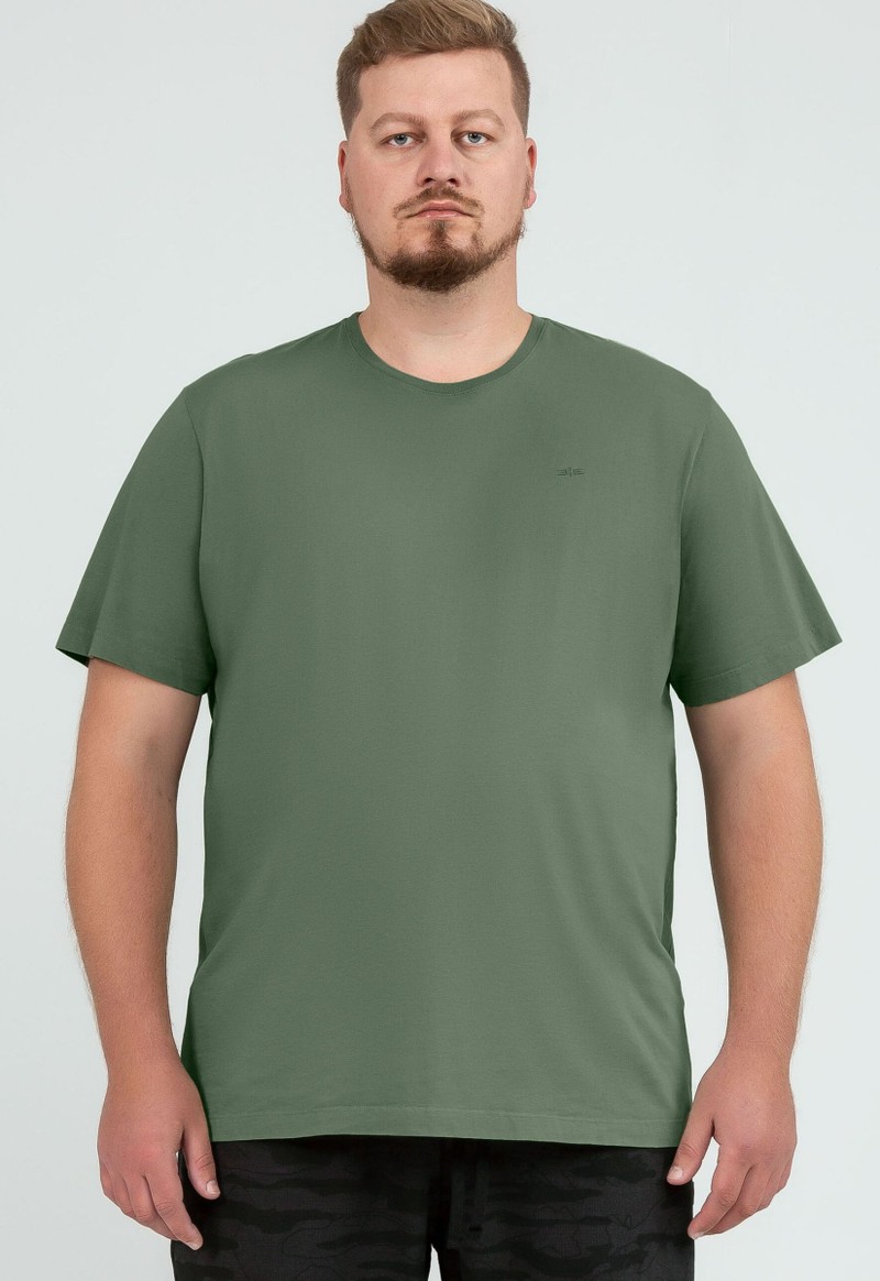 Camiseta masculina básica manga curta plus size Hangar 33 | Verde Asp.