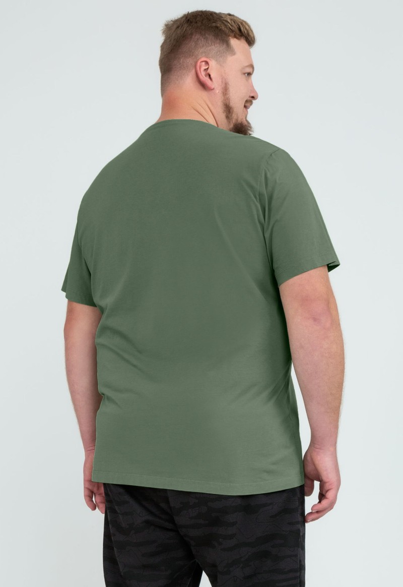 Camiseta masculina básica manga curta plus size Hangar 33 | Verde Asp.