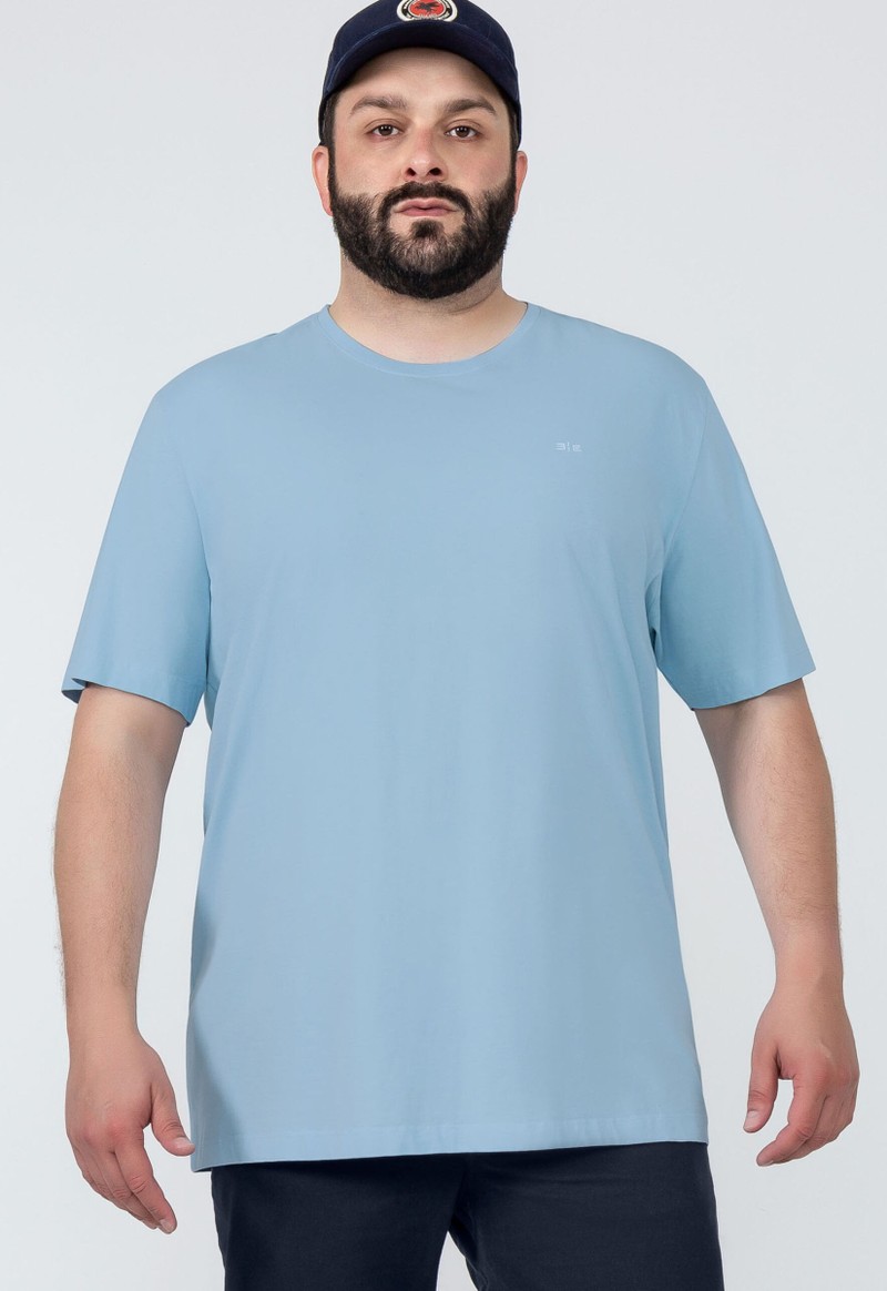 Camiseta masculina básica manga curta plus size Hangar 33 | Azul Bebê