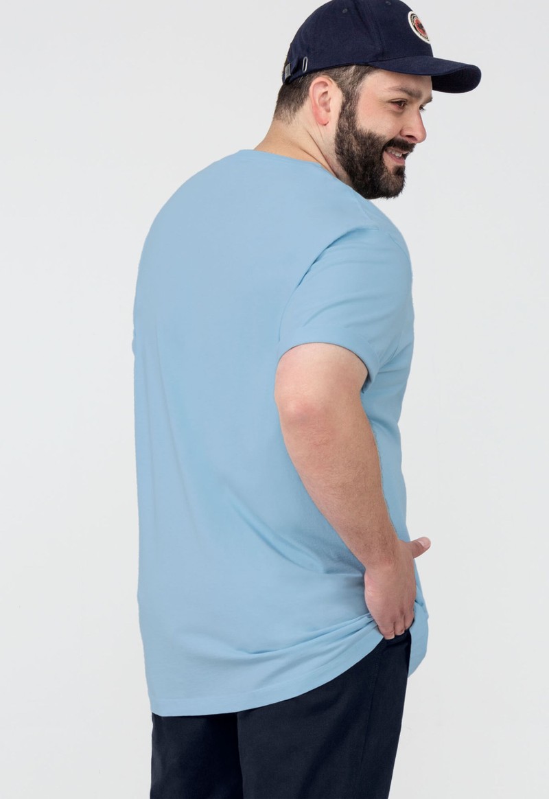 Camiseta masculina básica manga curta plus size Hangar 33 | Azul Bebê