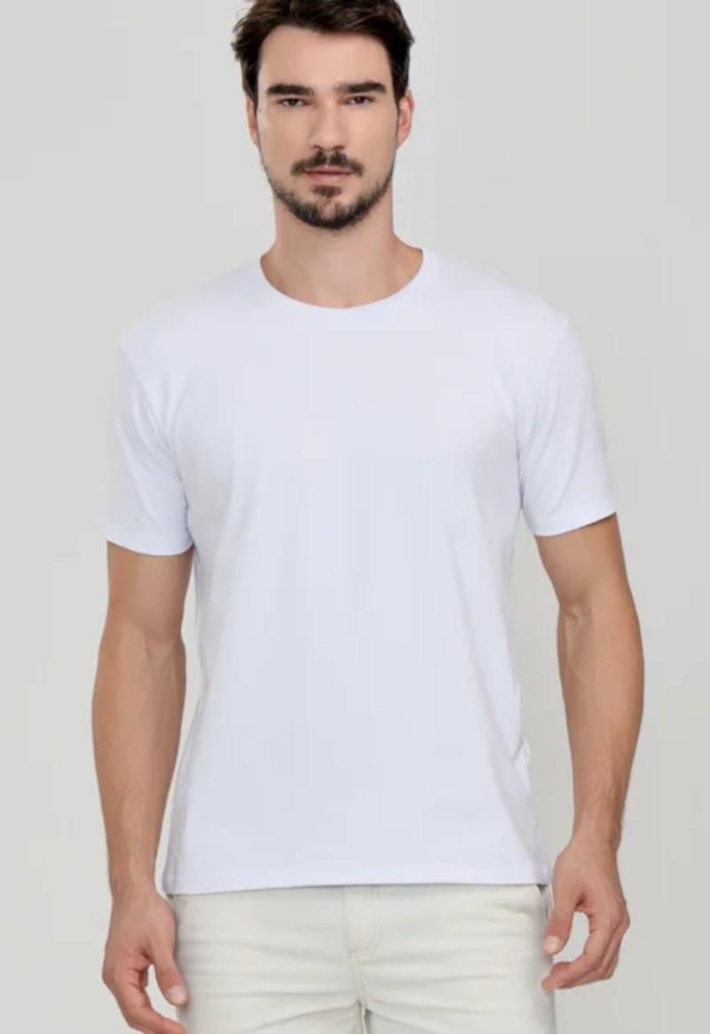 Camiseta masculina manga curta básica Easy Fit | Branco