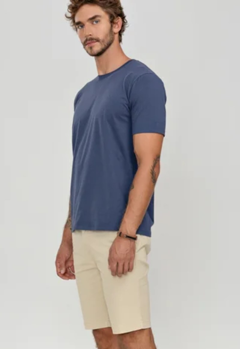 Camiseta masculina manga curta básica Easy Fit | Azul