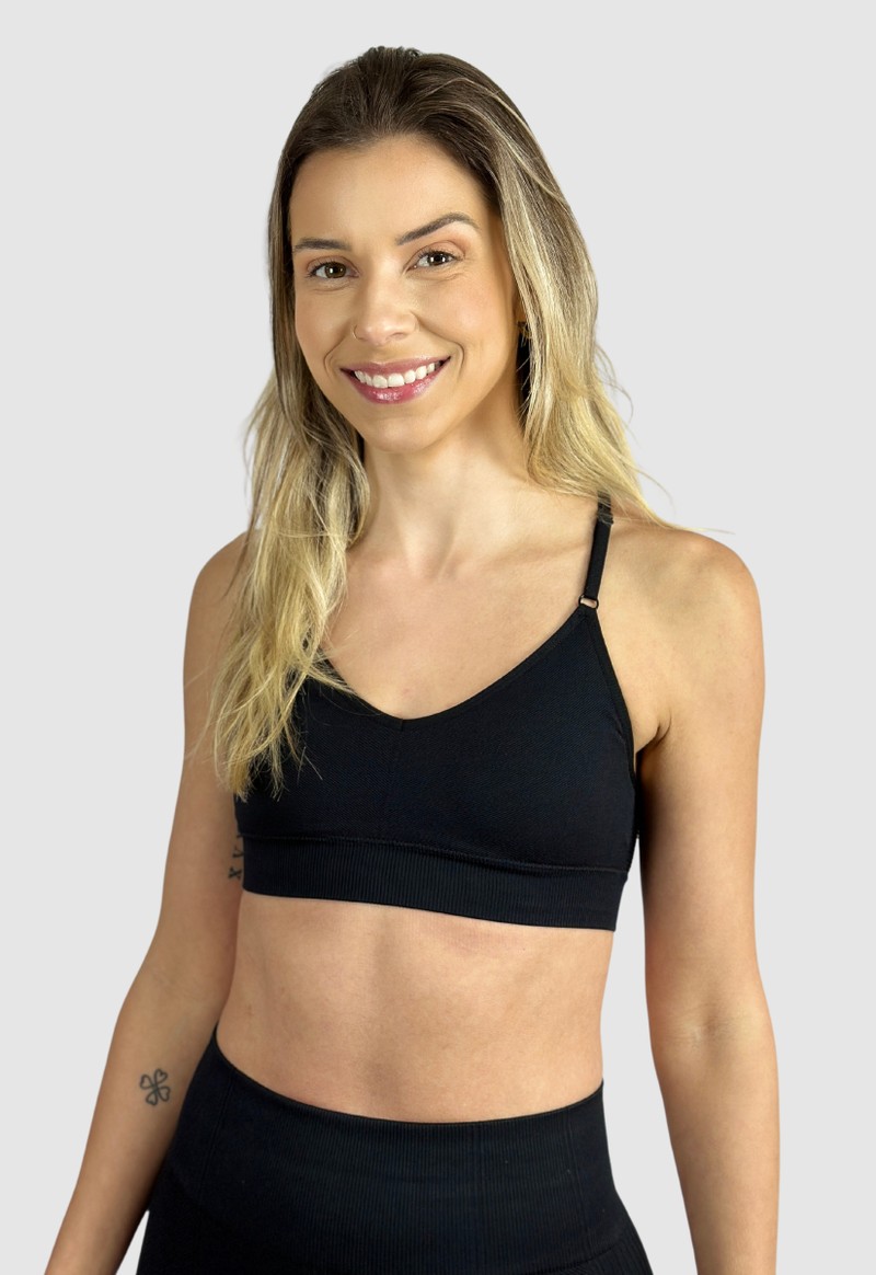 Top jacquard com bojo removível Zee Rucci | Preto