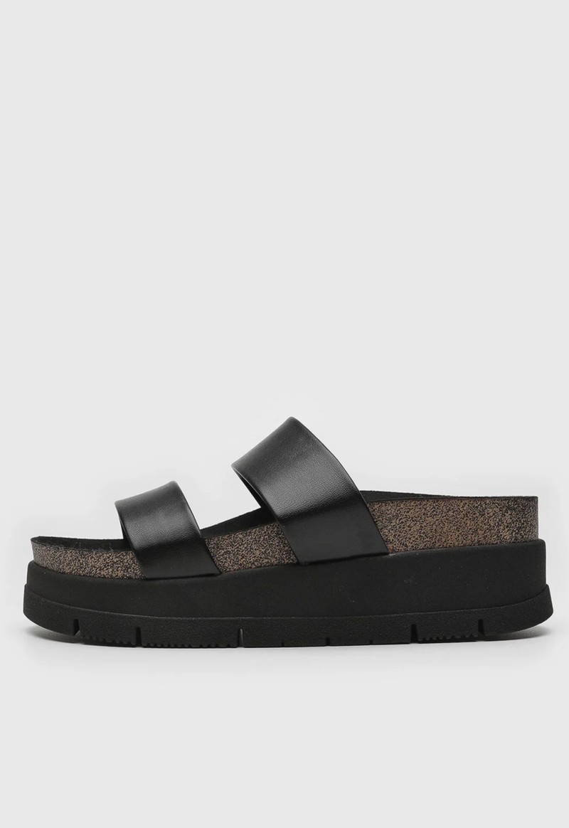 Sandália feminina slide flatform com tiras Moleca | Preto