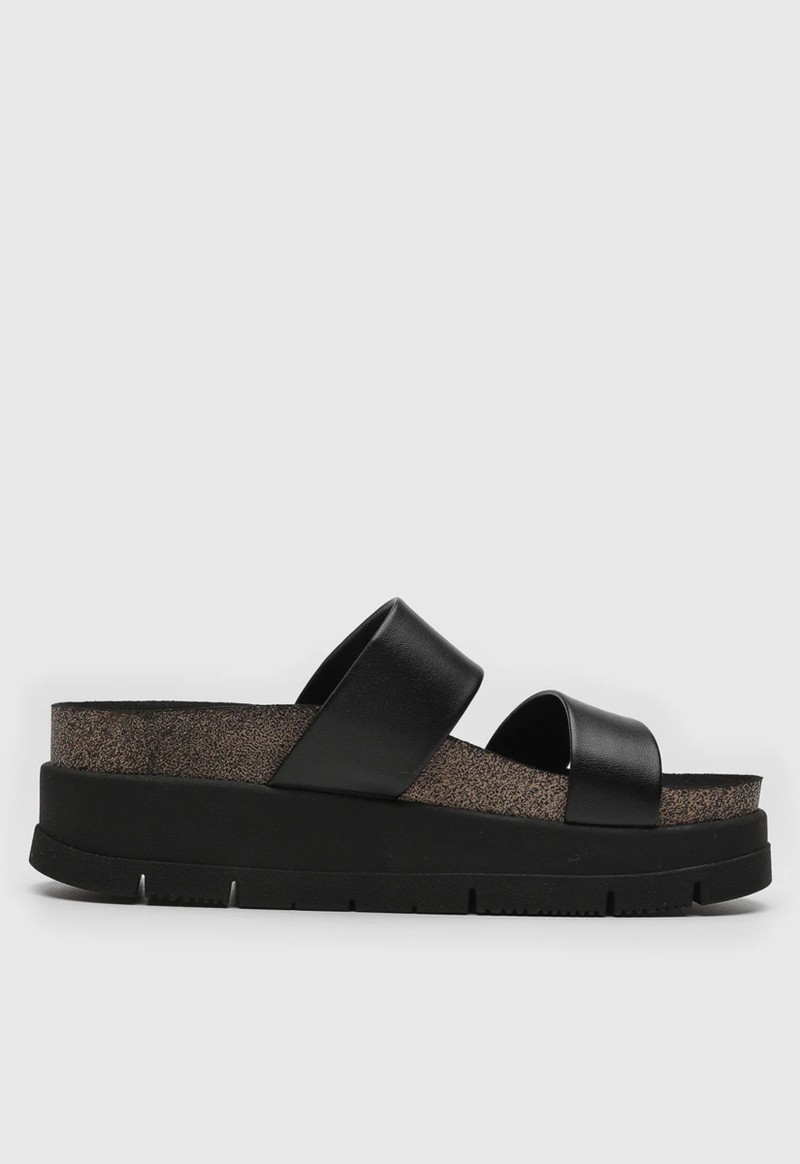 Sandália feminina slide flatform com tiras Moleca | Preto